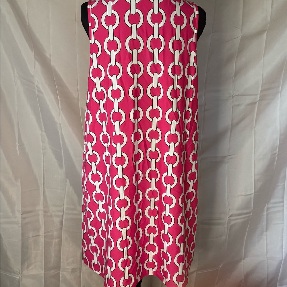 Jude Connally Pink and White Chain Link Sleeveless Shift Dress - Picture 3 of 5